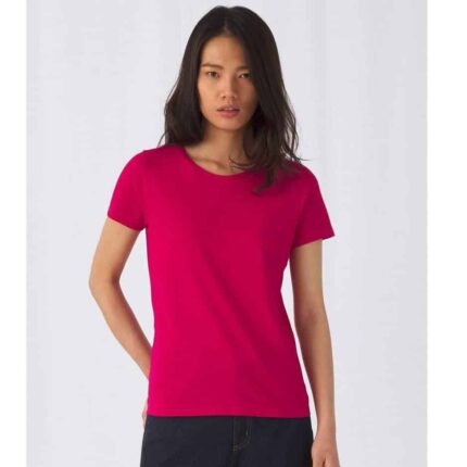 Damen T-Shirt E190 in Pink mit Rundhalsausschnitt und klassischem Schnitt