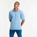Hardwearing Polo Shirt für Herren in Hellblau mit kurzen Ärmeln aus Piqué-Baumwolle