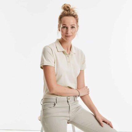 Damen Pure Organic Poloshirt aus Bio-Baumwolle in Naturfarbe