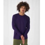 E190 Langarmshirt für Herren in Lila aus Baumwolle mit Rundhalsausschnitt