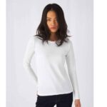 E190 LSL Damen Langarmshirt in Weiß mit Rundhalsausschnitt