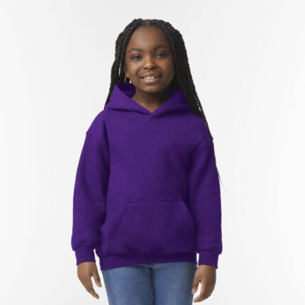Heavy Blend Youth Hooded Sweat Kinderpullover in Lila mit Kängurutasche und Kapuze