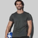 Atmungsaktives Herren Sport-T-Shirt in Anthrazit mit Rundhalsausschnitt