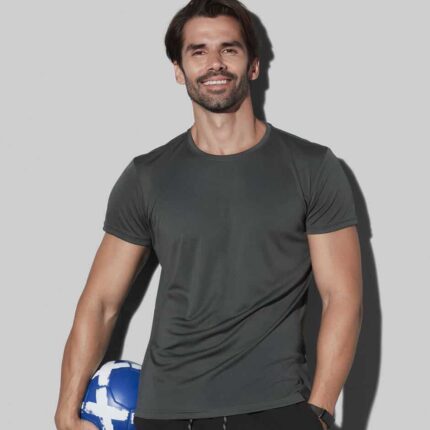 Atmungsaktives Herren Sport-T-Shirt in Anthrazit mit Rundhalsausschnitt