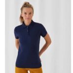 Damen Organic Inspire Polo Shirt in Navy aus Bio-Baumwolle mit kurzem Arm