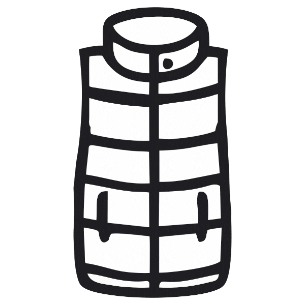 Symbol für ärmellose, gesteppte Bodywarmer-Weste