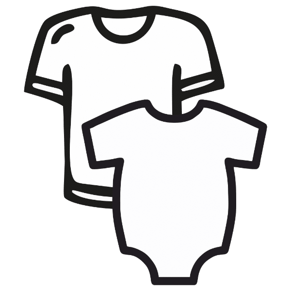 Symbol für Kinderkleidung mit T-Shirt und Babybody