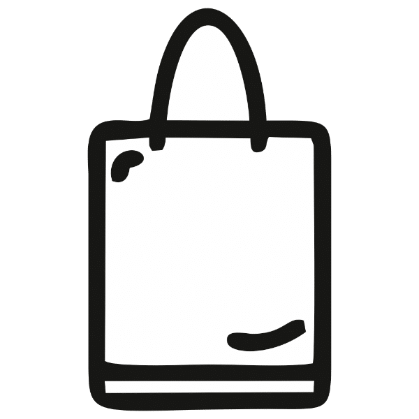 Symbol einer Einkaufstasche – steht für Taschen und Rucksäcke