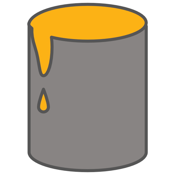 Eimer mit gelber Farbe – Symbol für Farbeinsatz