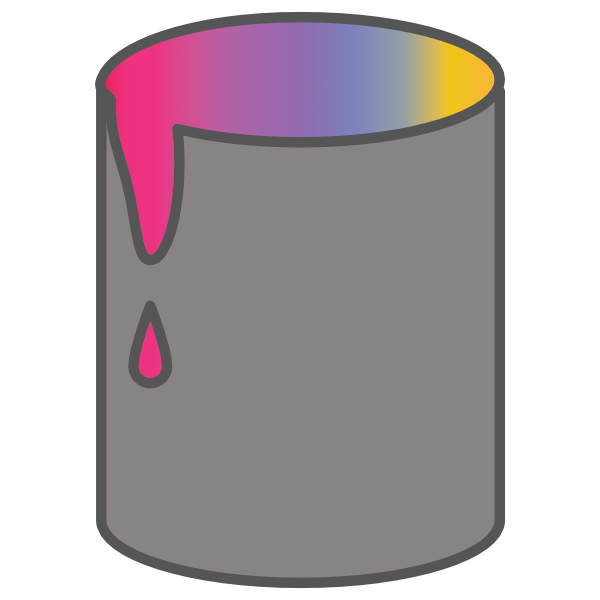 Farbiger Farbeimer mit buntem Farbverlauf