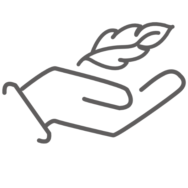 Leichtes Material in der Hand mit Blatt