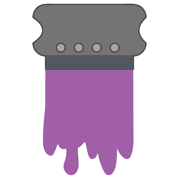 Grauer Pinsel mit lila Farbe