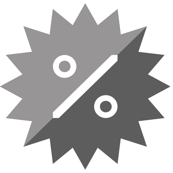 Graues Rabattsymbol mit Prozentzeichen