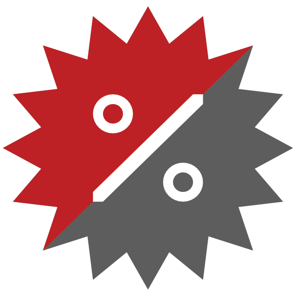 Rabattsymbol in Rot und Grau mit Prozentzeichen