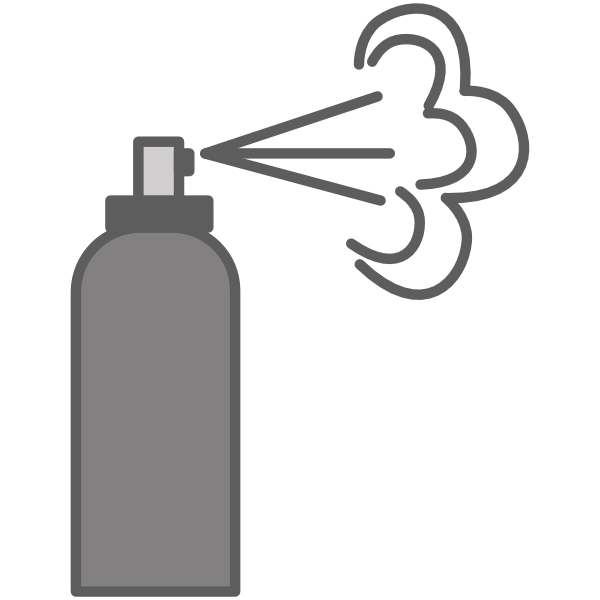 Graue Sprühflasche mit Sprühnebel