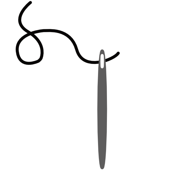 Nadel mit eingefädeltem schwarzen Faden