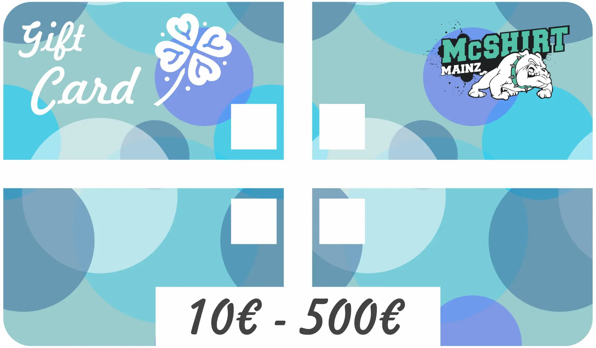 Gift Card mit McShirt Mainz Logo und Wertbereich von 10€ bis 500€