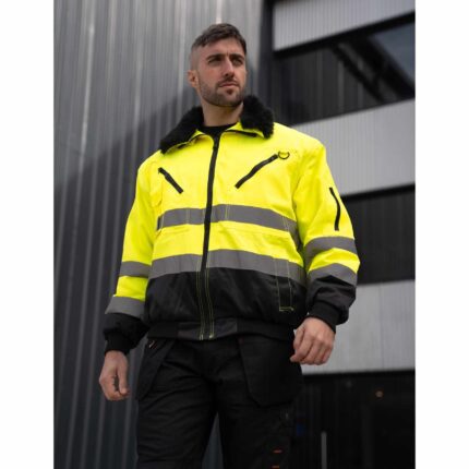Hi-Vis Pilotenjacke „Oslo“ mit reflektierenden Streifen für maximale Sichtbarkeit im Außenbereich