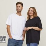Jack & Jones Classic Unisex Oversized T-Shirt in white and black, worn by male and female models.