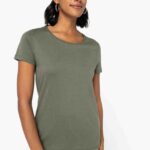 Damen T-Shirt aus Modal in Olivgrün mit Rundhalsausschnitt – nachhaltig und weich