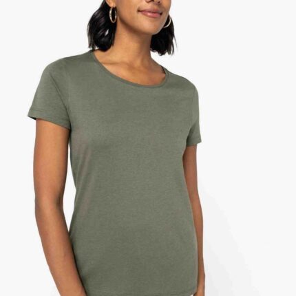 Damen T-Shirt aus Modal in Olivgrün mit Rundhalsausschnitt – nachhaltig und weich