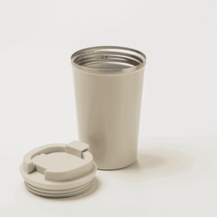 Thermobecher aus Edelstahl Schwarz & Beige inkl. persönlicher Gravur