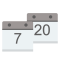 Zwei Kalenderblätter mit Zahlen 7 und 20 – Zeitrahmen
