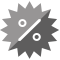 Graues Rabattsymbol mit Prozentzeichen